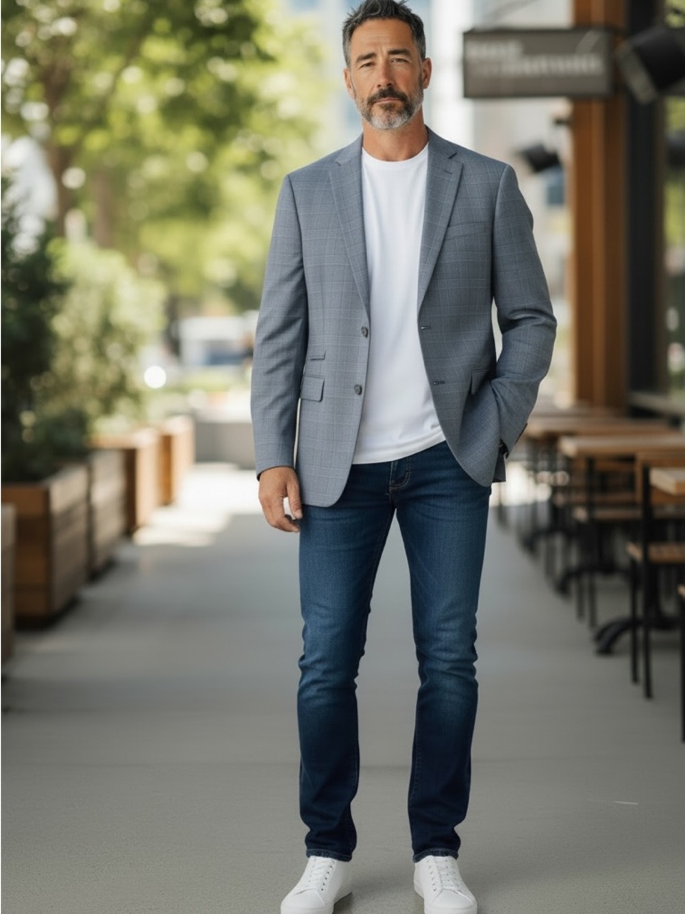 Joseph Abboud Slate Blue Windowpane Sport Coat